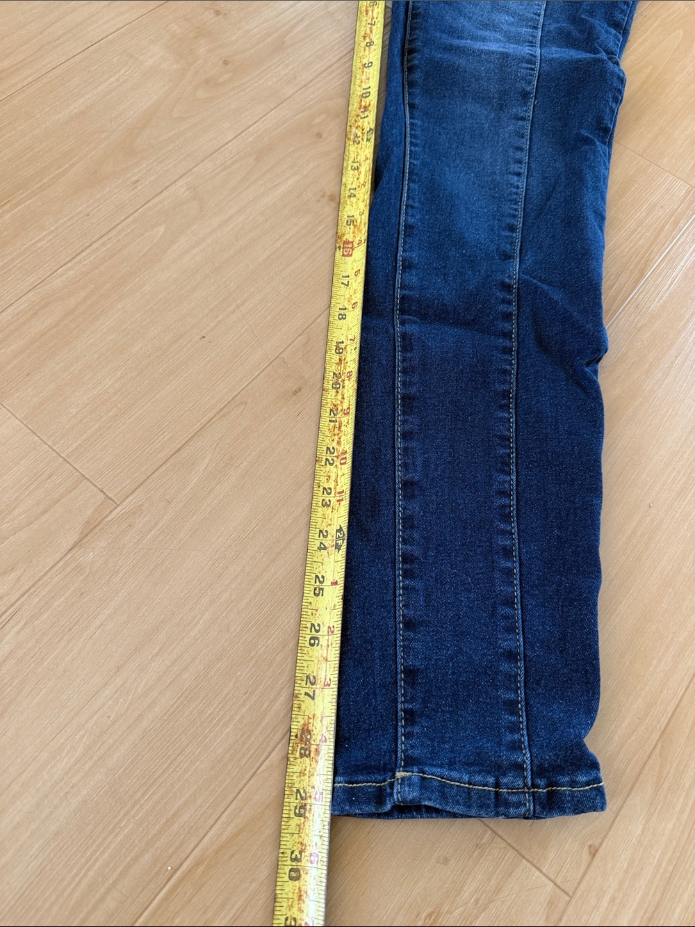WOMENS HIGH WAIST BUTTON FRONT DARK WASH SKINNY JEANS SIZE 29 EVERYDAY STYLE - Picture 9 of 12